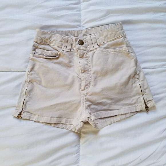 cream high waisted shorts